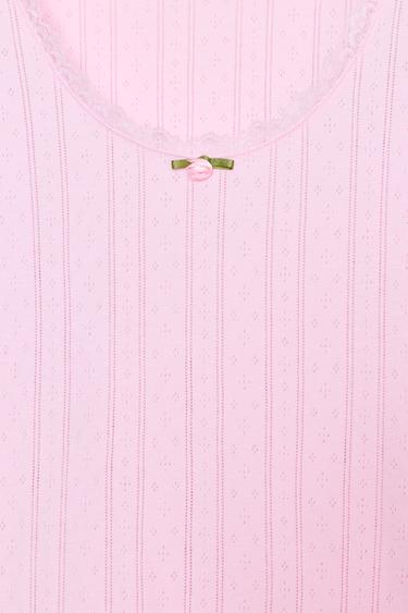 POINTELLE T-SHIRT - Pink by Zara - Image 3