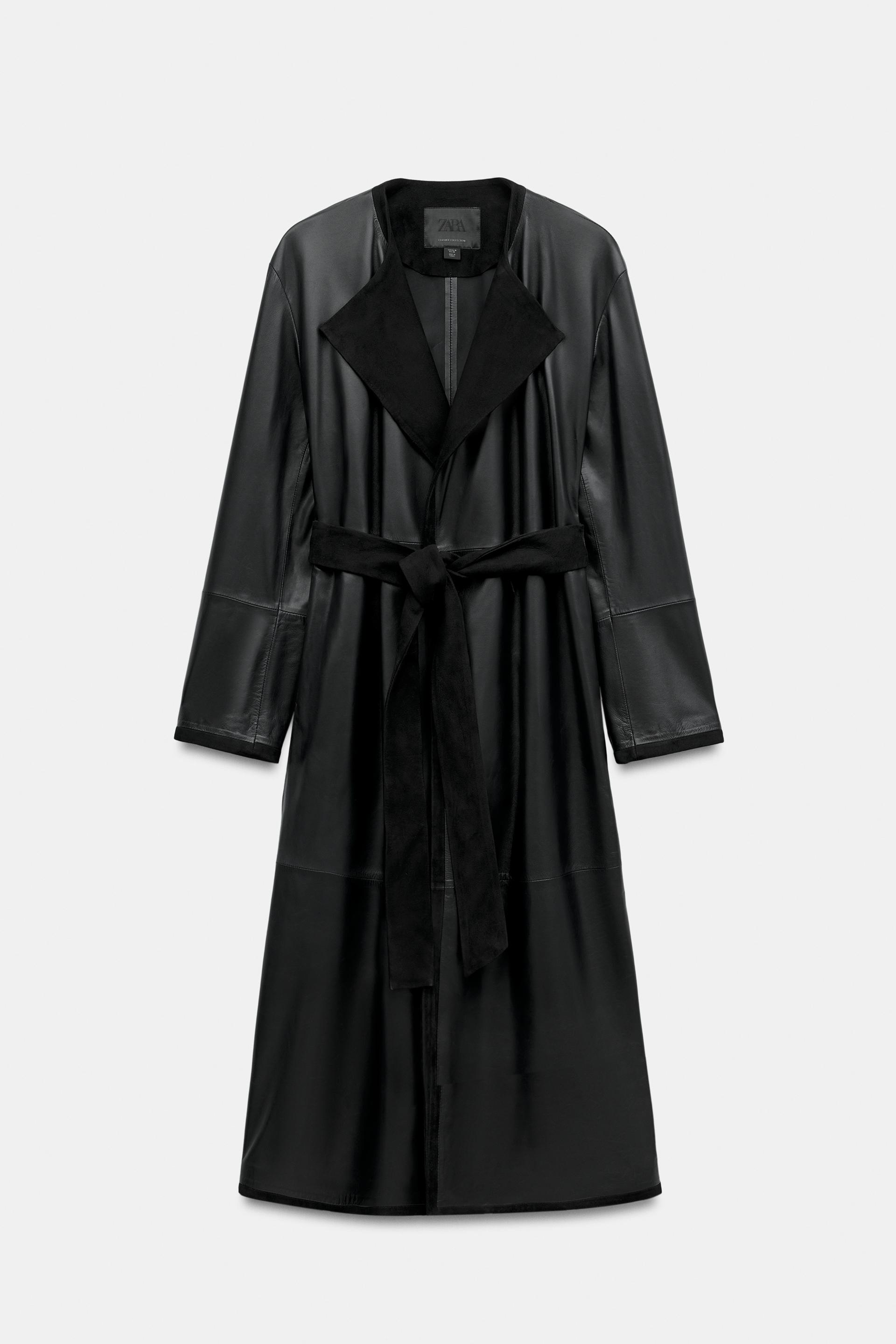 Zw Collection 100% Leather Combined Coat