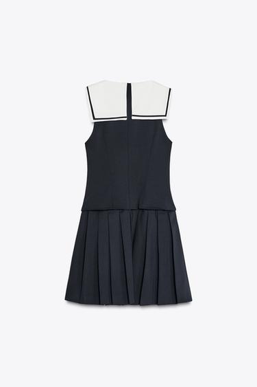 BOX PLEAT SHORT DRESS - Dark navy by Zara - Image 5