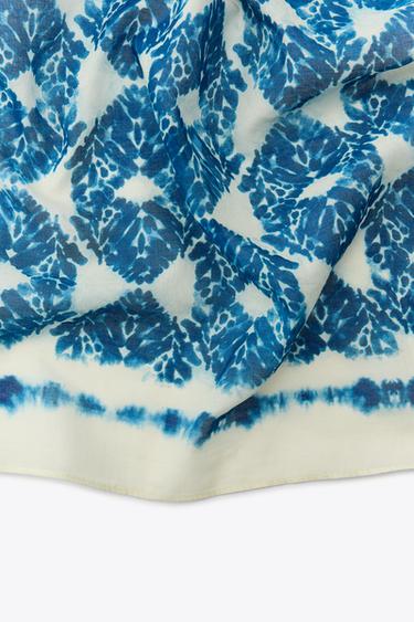 FISH AND BEAD PRINT SCARF - Blue by Zara - Image 2