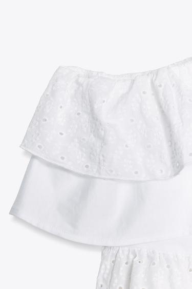 ASYMMETRIC EMBROIDERED TOP - White by Zara - Image 9