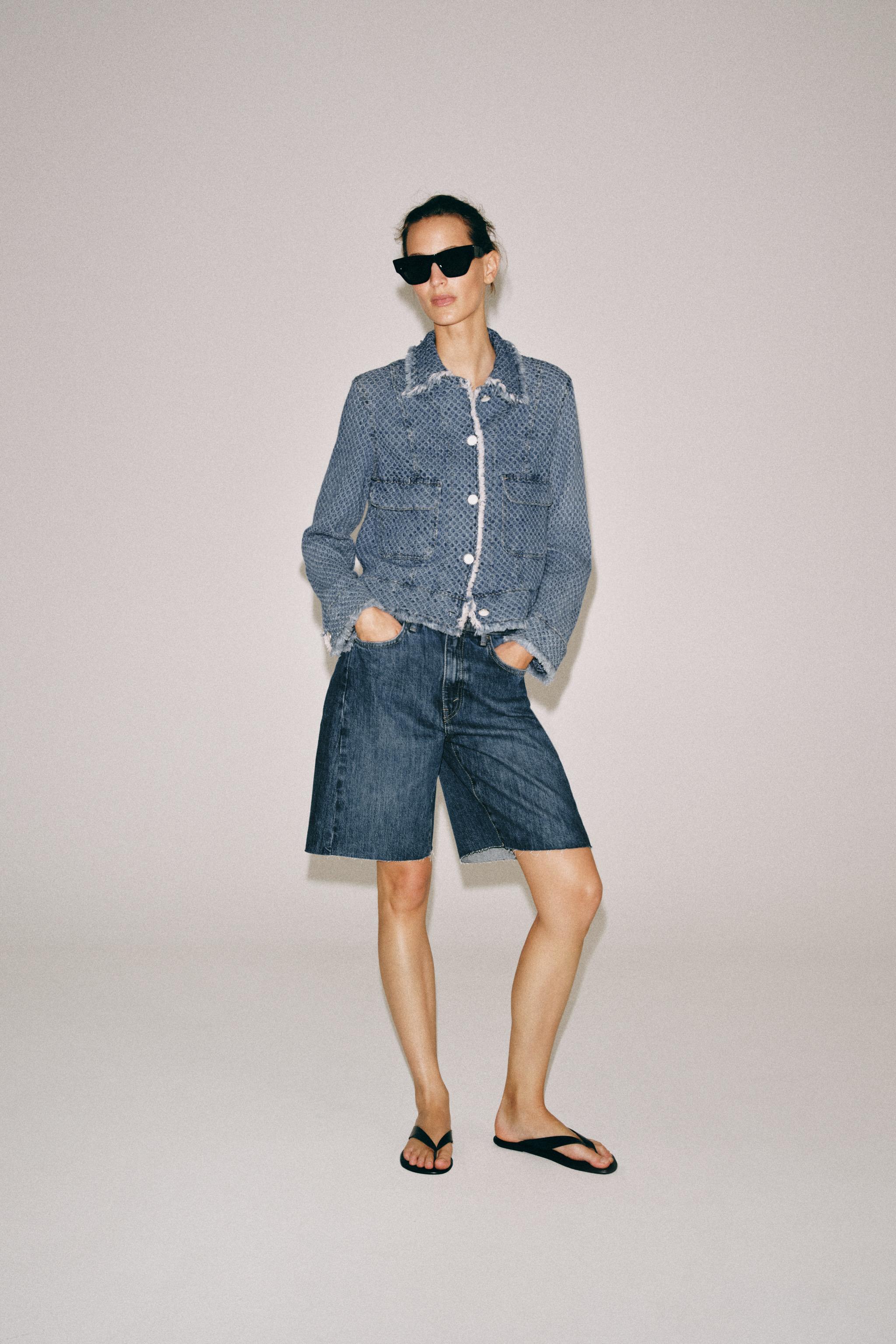 ZW COLLECTION RELAXED FIT MID-RISE DENIM SHORTS — Blue