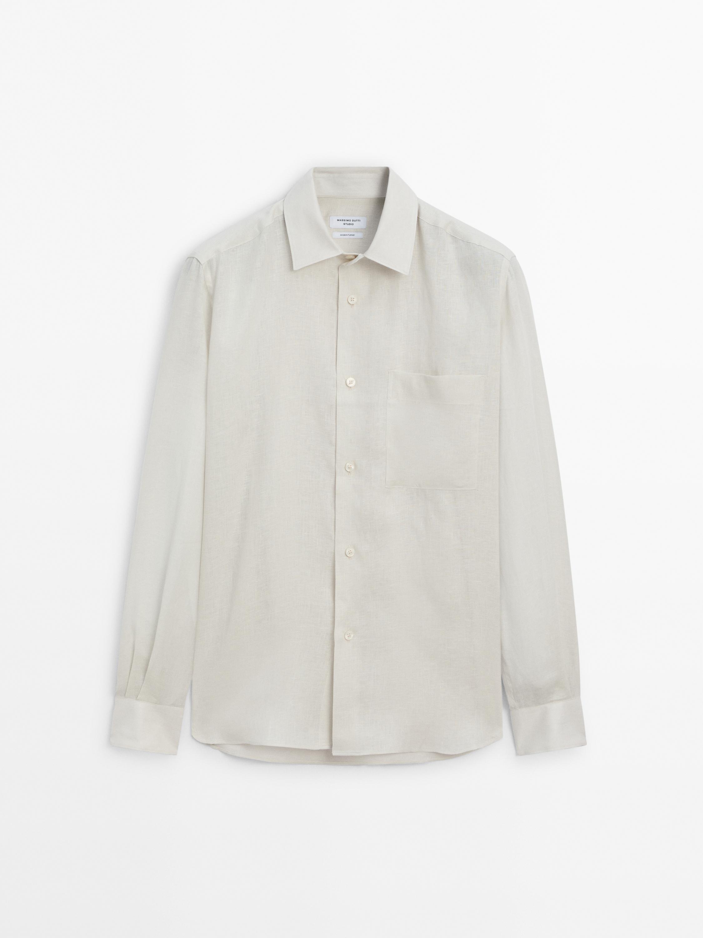 Linen relaxed fit shirt - Studio - Ice | ZARA United States