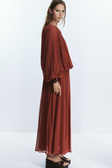 BELTED PLEATED MIDI SKIRT - Brick by Zara - Image 3