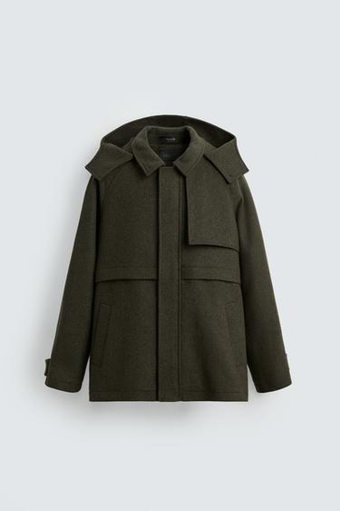 Zara REGULAR FIT WOOL PARKA - Khaki