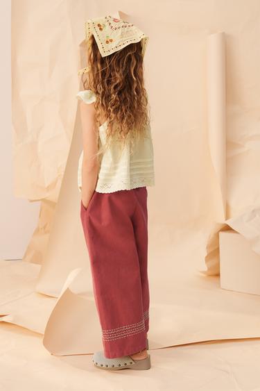 LIMITED EDITION STRAIGHT TROUSERS WITH TOPSTITCHING - Light red by Zara - Image 1