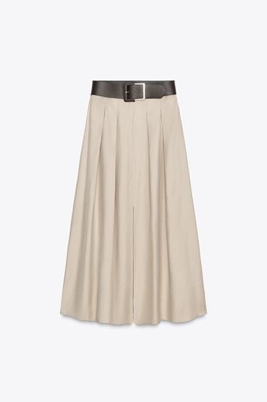 BELTED MIDI SKIRT - Mid-camel by Zara - Image 6