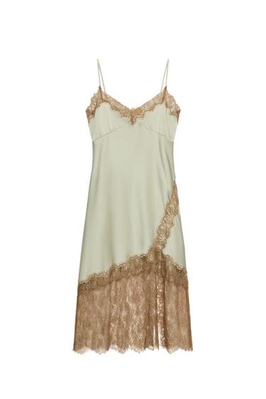 ZW COLLECTION LACE CAMISOLE DRESS - Sea green by Zara