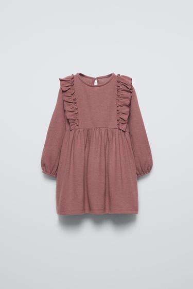 SOFT TOUCH RUFFLED DRESS - Dark pink by Zara