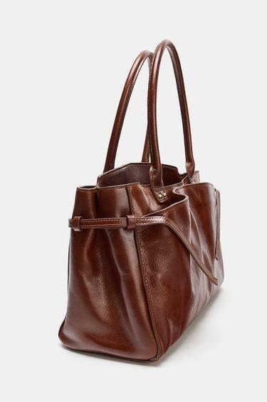 SAC CITY EN CUIR - Marron foncé de Zara - Image 3