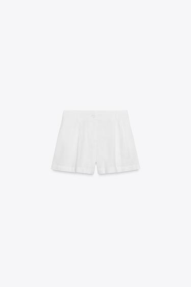 BERMUDAS À PINCES AVEC LIN - Blanc de Zara - Image 3