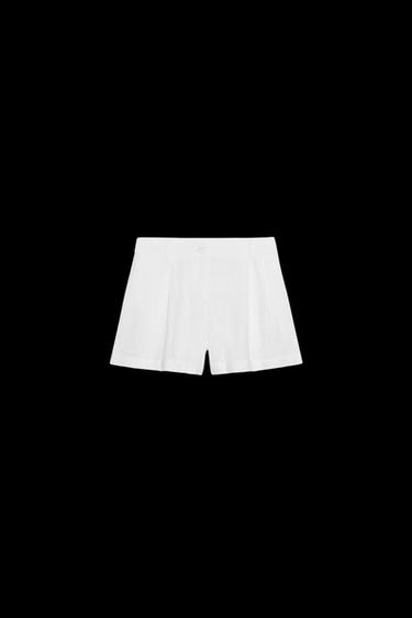 LINEN BLEND DART BERMUDA SHORTS - White by Zara - Image 0