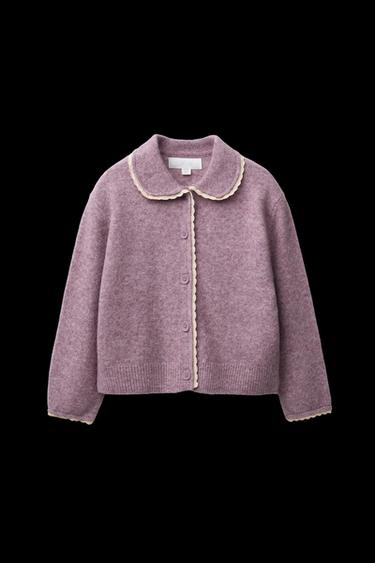 CARDIGAN WITH LACE TRIMS - Mauve by Zara - Image 0