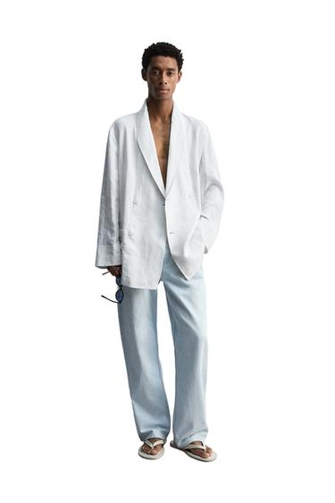ЛЕНЕН БЛЕЙЗЪР RELAXED FIT - Бял от Zara