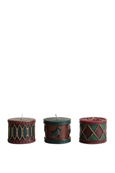 SET DUFTKERZEN TROMMEL GINGERBREAD (3ER-PACK) - Rot von Zara