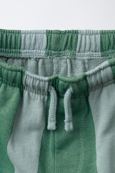 PANTALON EN MOLLETON STYLE JUPE-CULOTTE À RAYURES - Raie verte de Zara - Image 2