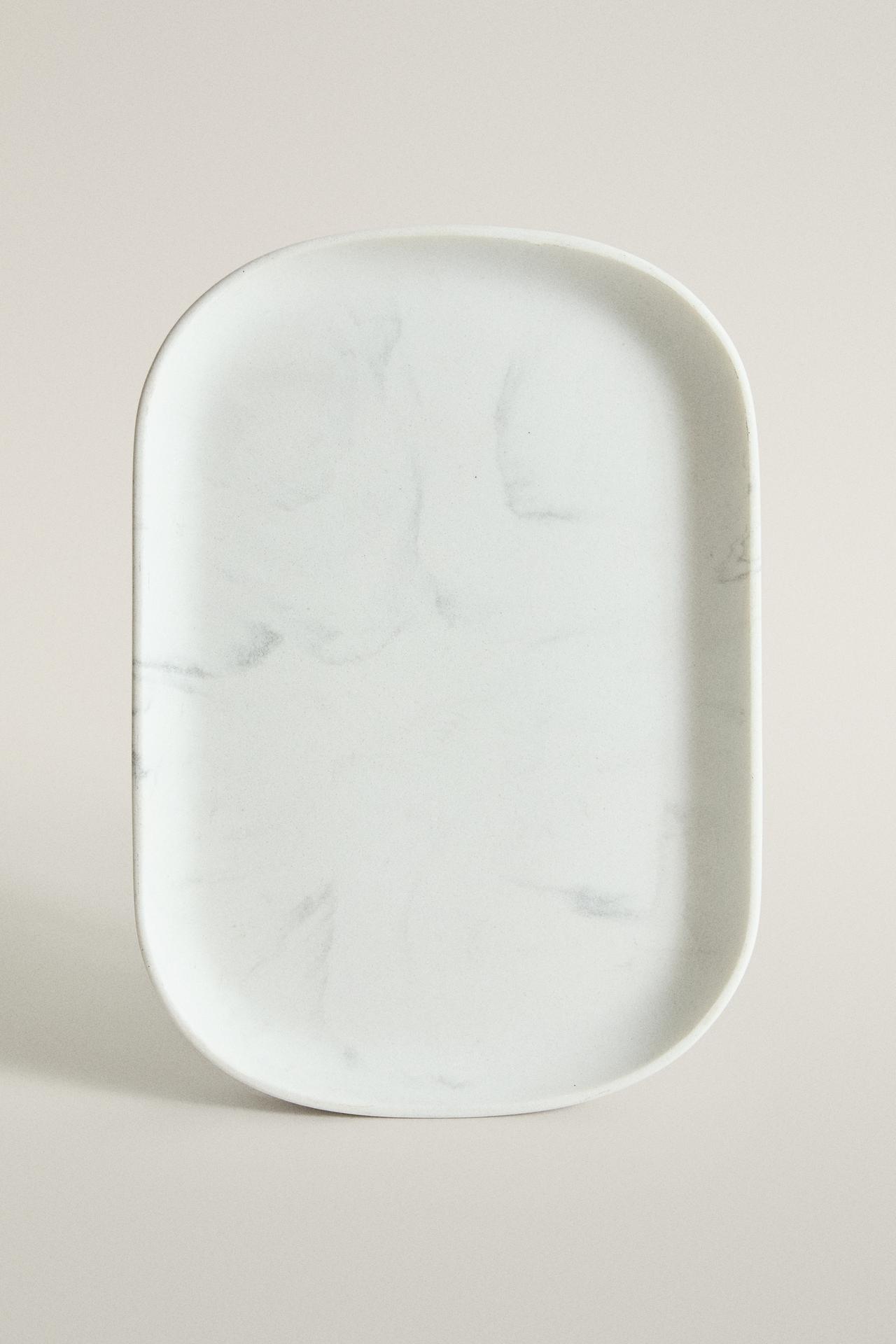 MARBLE-EFFECT BATHROOM TRAY — Gray