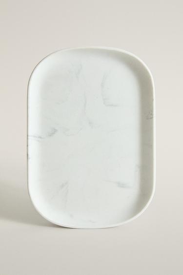 MARBLE-EFFECT BATHROOM TRAY — Gray 1