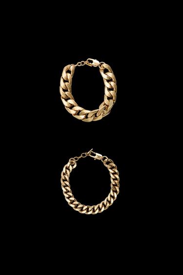 Zara 2-PACK OF CHAIN LINK BRACELETS - Golden - Image 0