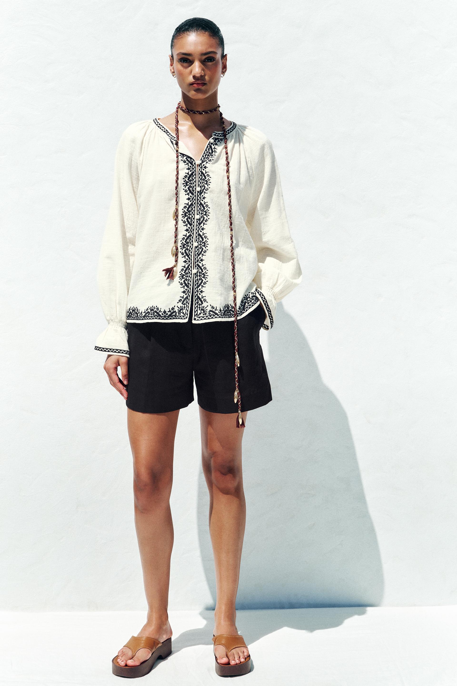 CONTRAST EMBROIDERY SHIRT