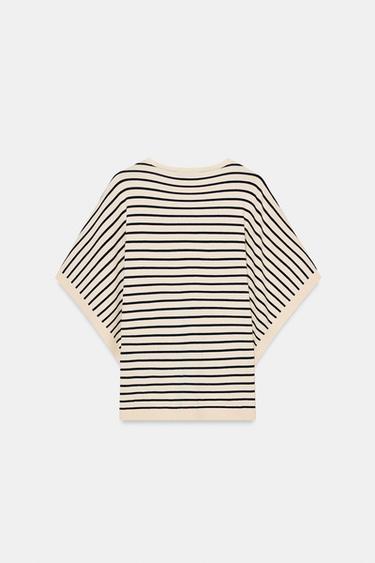 WIDE SHORT SLEEVE KNIT TOP - striped by Zara - Image 6