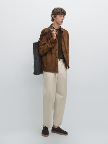 Zara 100% cotton relaxed fit trousers - Ecru