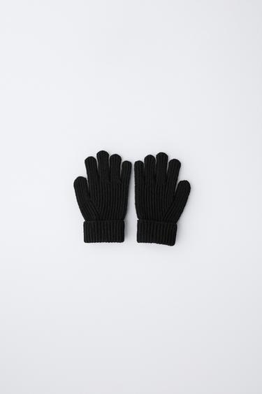 PLAIN KNIT GLOVES - Black by Zara