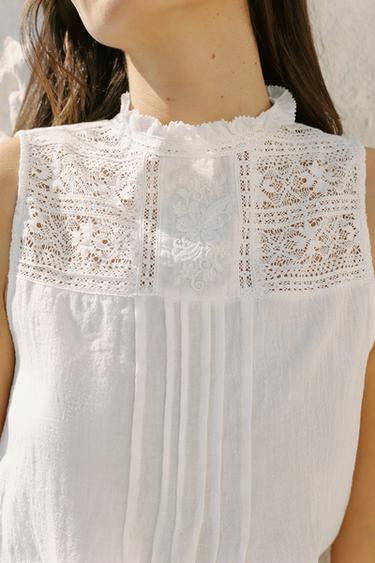 EMBROIDERED LADDER STITCH TOP - White by Zara - Image 3