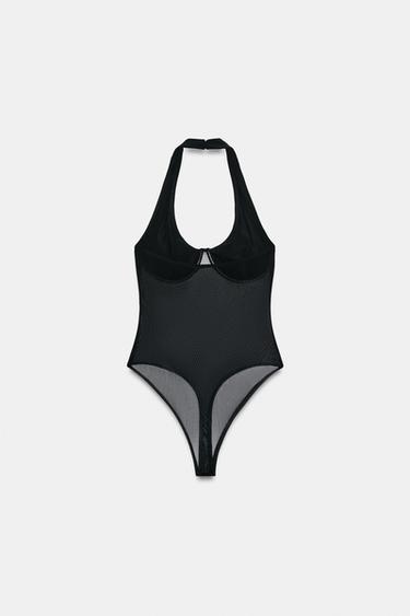 COMBINED TULLE BODYSUIT - Black by Zara
