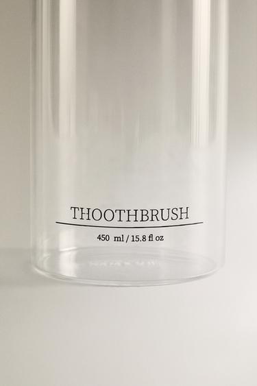BOROSILICATE GLASS SLOGAN TOOTHBRUSH HOLDER - 990 de Zara - Image 3