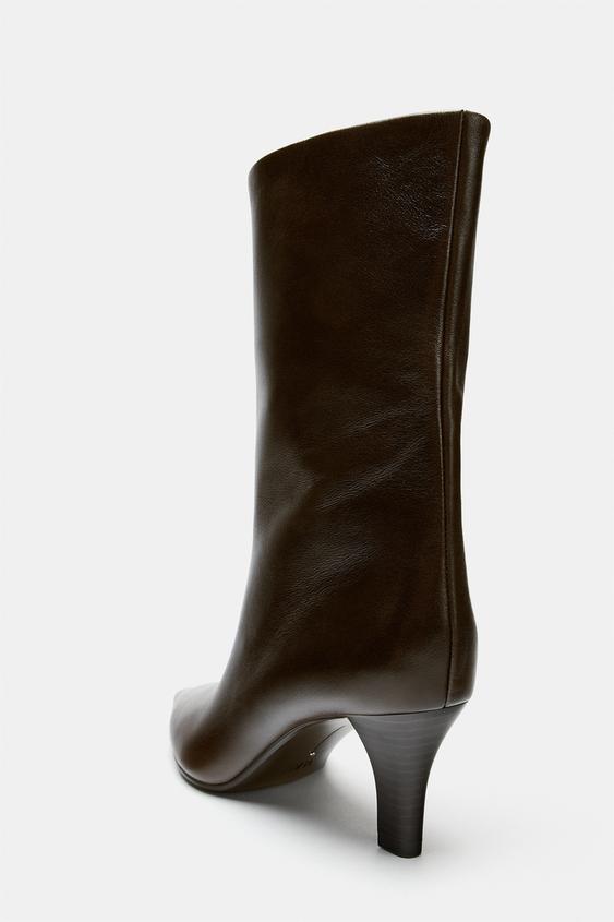 BOTTINES À talons EN CUIR - Marron de Zara - Image 7