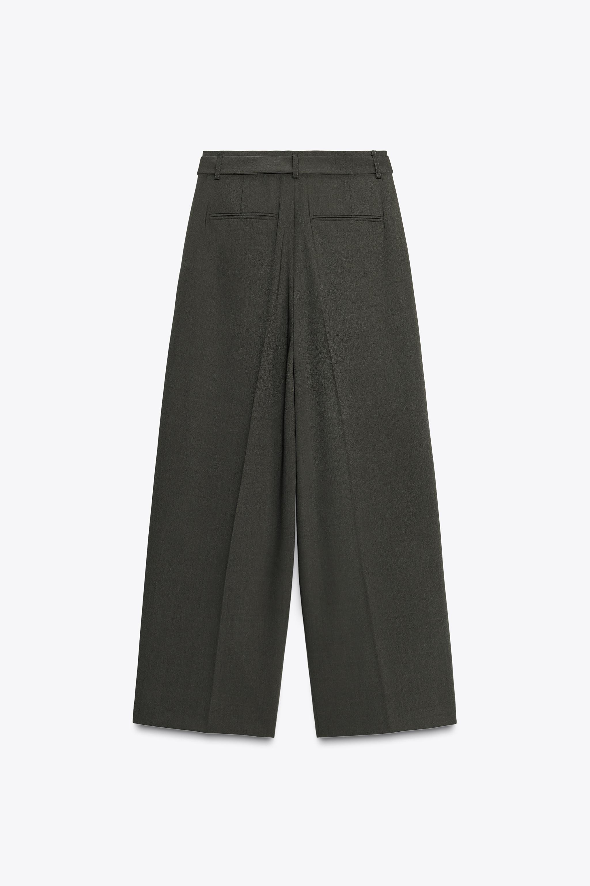 ベルト付きプリーツパンツ - ブルー/グレー | ZARA Japan / 日本