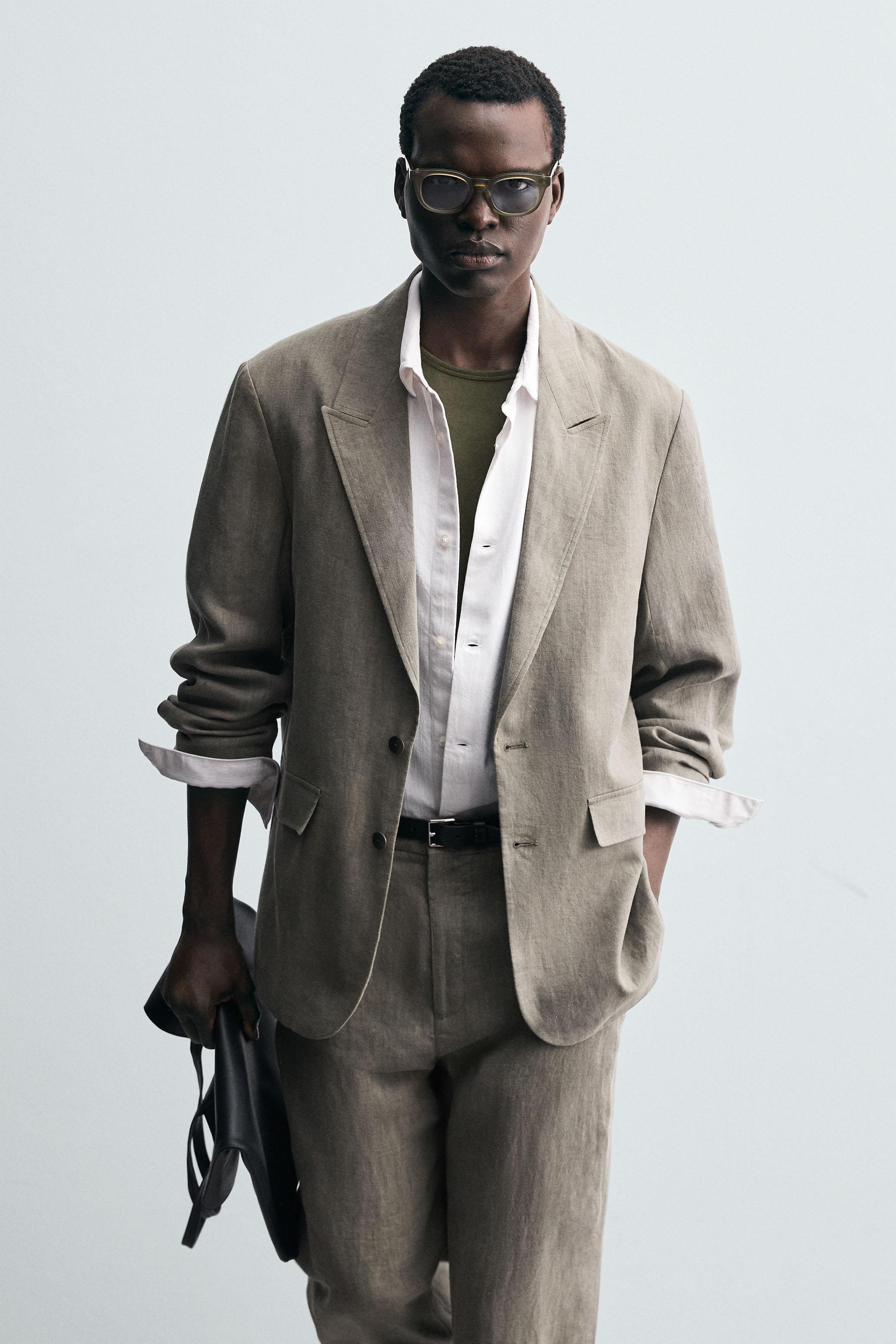 ウォッシュ加工100%リネンスーツブレザー - ミンク | ZARA Japan / 日本