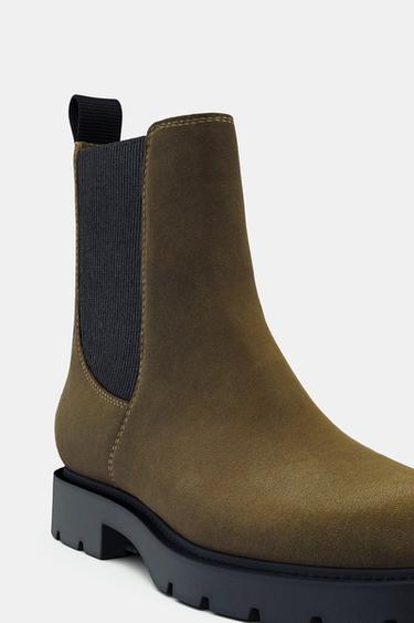 FLAT SUEDE ANKLE BOOTS - Green by Zara - Image 7