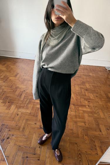 Zara PANTS WITH A HIGH WAIST - Black