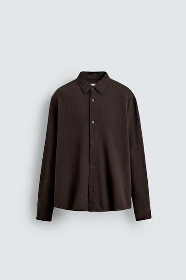 TEXTURED CHECK SHIRT - Brown by Zara