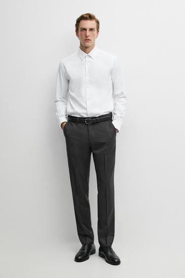 Zara Slim fit 100% cotton Oxford shirt - White - Image 0