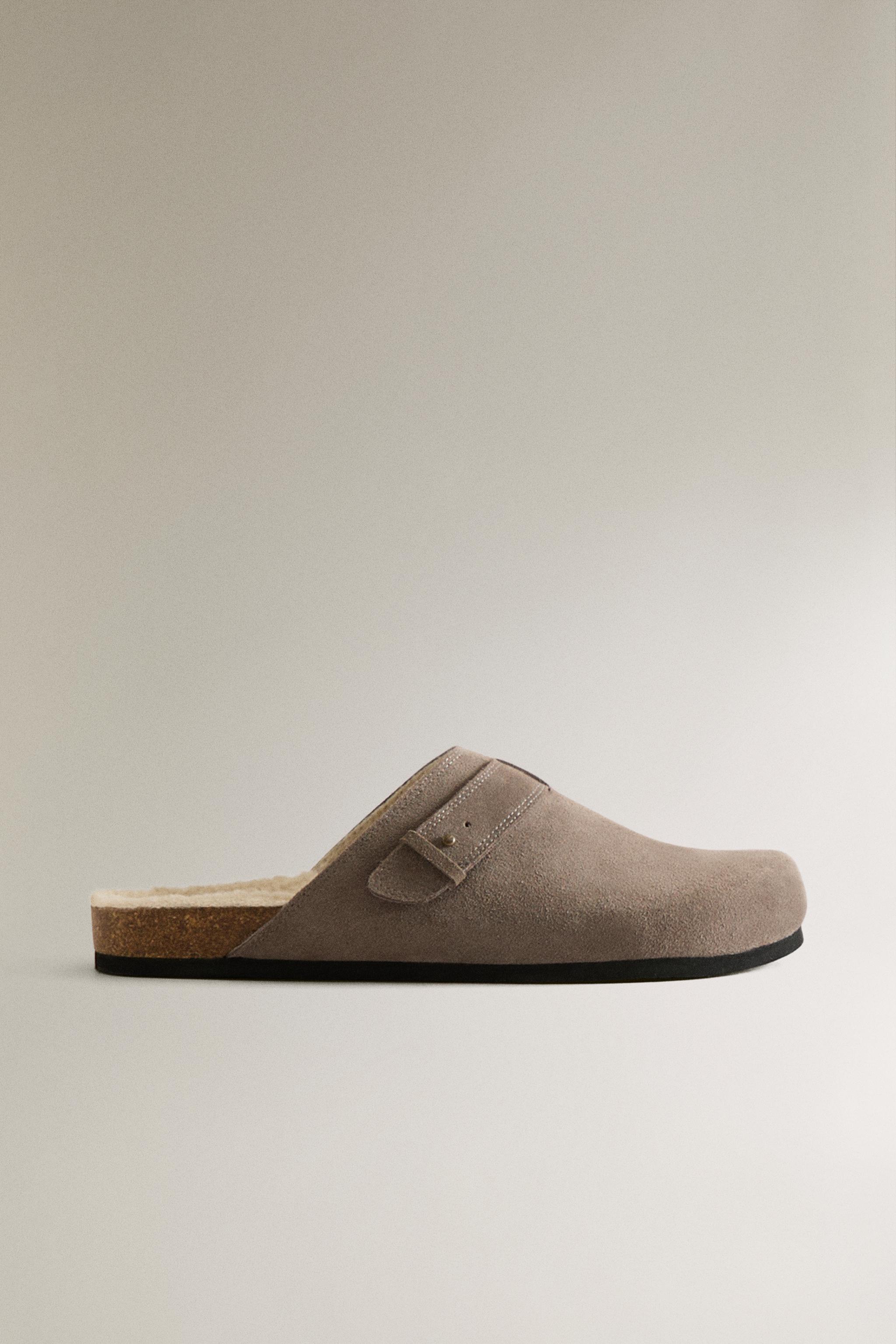 WARM LEATHER MULE CLOG SLIPPERS