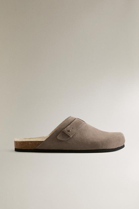 WARM LEATHER CLOGS - Dark Grey by Zara - Image 0