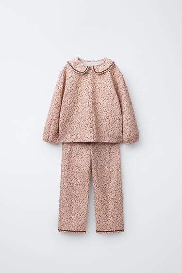 AGES 2-6 / LACE FLOWER PYJAMAS - Pink by Zara - Image 0