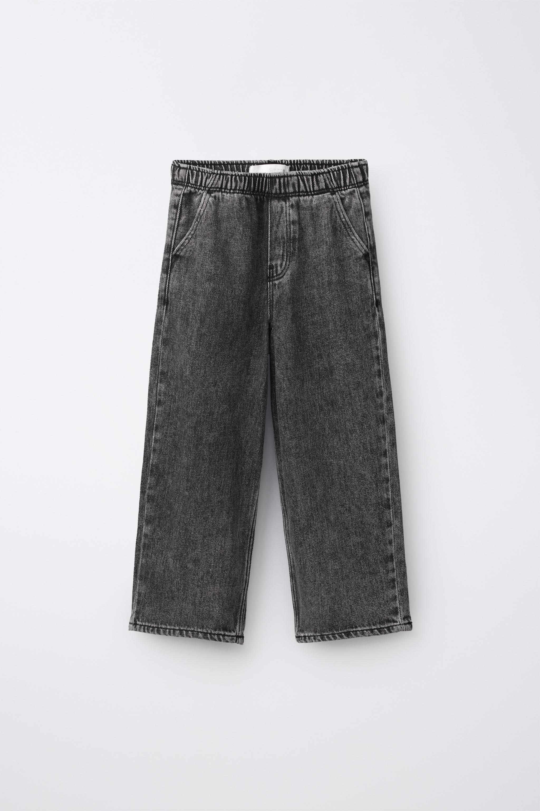 WASHED LOOSE-FIT JEANS — Black