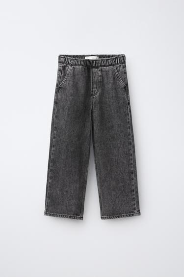 Zaras URTVÄTTADE LOOSE-JEANS - Svart