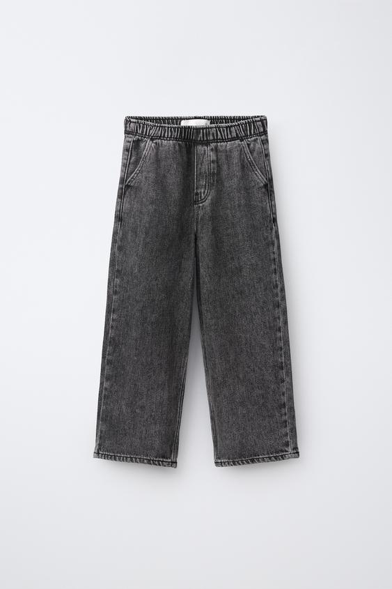 Zara WASHED LOOSE-FIT JEANS - Black - Image 0