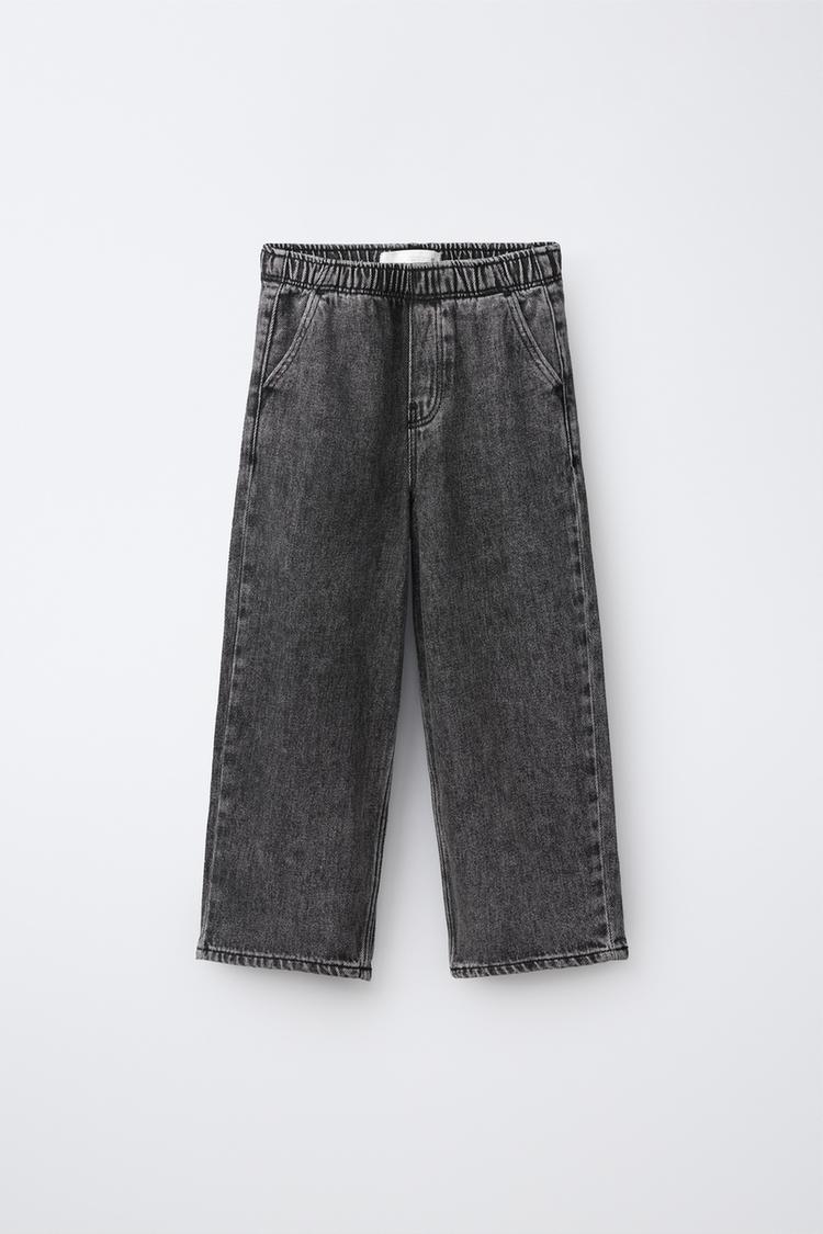 WASHED LOOSE JEANS — Black