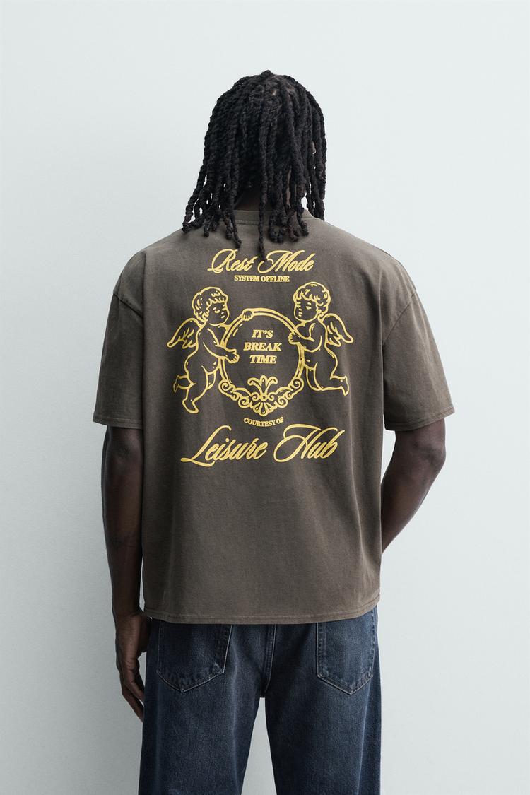 ZARA RELAXED FIT WASHED PRINT T-SHIRT