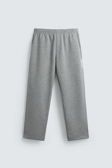 TROUSERS WITH LABEL PATCH - Grey marl by Zara