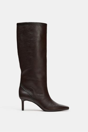 LEATHER HEELED BOOTS — Brown 2