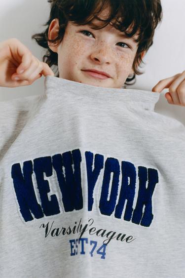 EMBROIDERED TEXT T-SHIRT - Grey marl by Zara