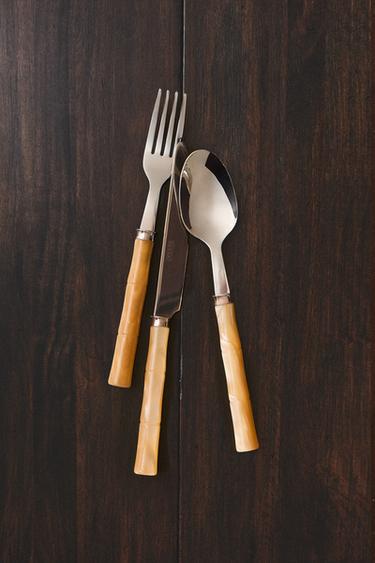 4-PIECE BAMBOO CUTLERY SET - Sand by Zara - Image 4
