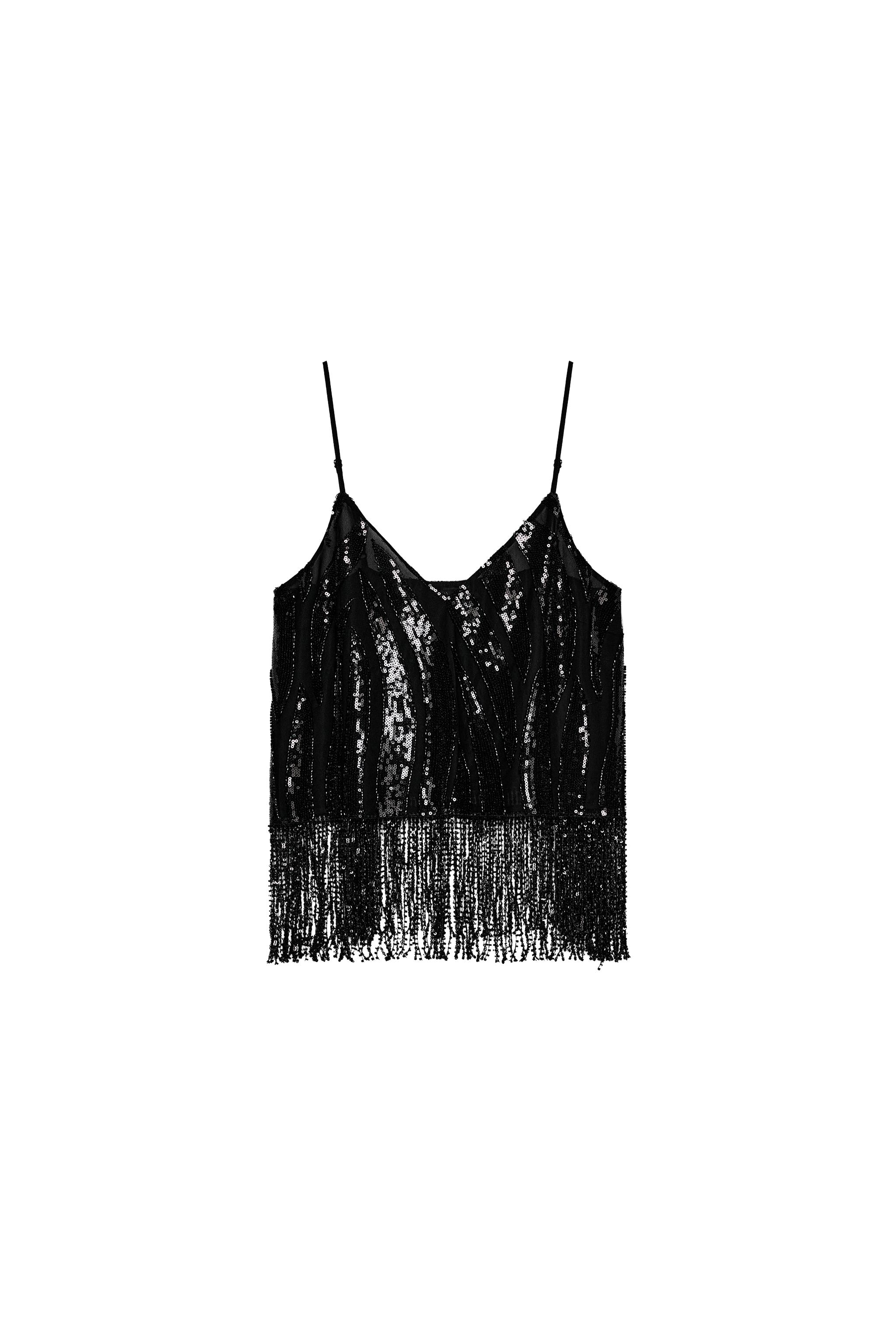 FRINGED SEQUIN TOP
